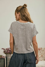 Load image into Gallery viewer, WASHED SHORT SLEEVE BOXY KNIT TOP: OLIVE