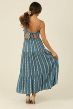 Load image into Gallery viewer, Blue Cutout Stripe Floral Maxi