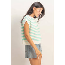 Load image into Gallery viewer, Mint Striped Sleeveless Crew Neck Top