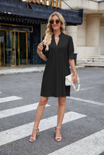 Load image into Gallery viewer, Black Jacquard V Neck Dress