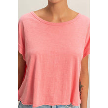 Load image into Gallery viewer, Taffy Pink Acid Washed Cross Detail Open Back Top
