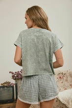 Load image into Gallery viewer, WASHED SHORT SLEEVE BOXY KNIT TOP: OLIVE