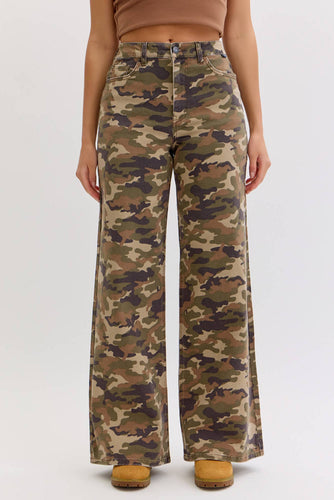 Cello Camo High Rise Wide Leg Jean