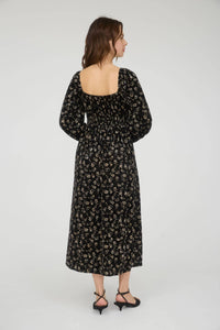 Black Floral Midi Dress