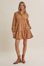 Load image into Gallery viewer, OLIVE MEADOW MARKET ARTISAN DAISY EMBROIDERED CORDUROY MINI DRESS
