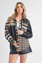 Load image into Gallery viewer, Black Plaid Flannel Shirt