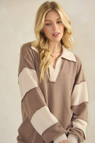 Mocha Contrast Sleeve Top