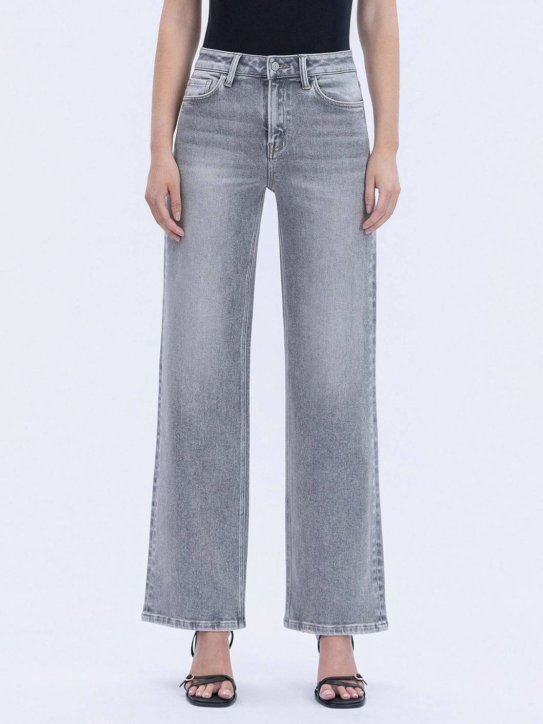 Vervet High Rise Grey Wide Leg Denim