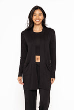 Load image into Gallery viewer, Black Lounge Open-Front Terry Cardigan