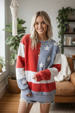 Load image into Gallery viewer, Red &amp; Blue Mineral Washed Americana Flag Sweatshirt