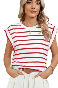 Red Striped Raglan Sleeve Top