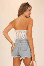 Load image into Gallery viewer, Polka Dot Tie-Front Strapless Top: Ivory / L