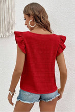 Load image into Gallery viewer, Red Square Collar Ruffled Tank
