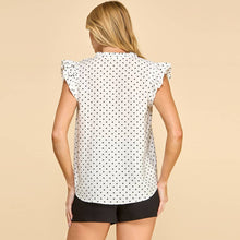 Load image into Gallery viewer, Polka Dot Ruffle Sleeve V-Neck Top