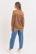 Load image into Gallery viewer, Camel &amp; Black Striped Sweater