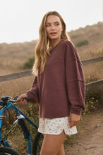 Load image into Gallery viewer, EXPOSED SEAM DETAIL LONG SLEEVE KNIT TOP: MAROON