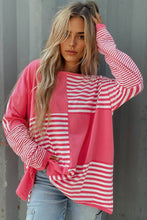 Load image into Gallery viewer, Pink Stripe Patchwork Long Sleeve Tunic Top