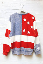 Load image into Gallery viewer, Red &amp; Blue Mineral Washed Americana Flag Sweatshirt