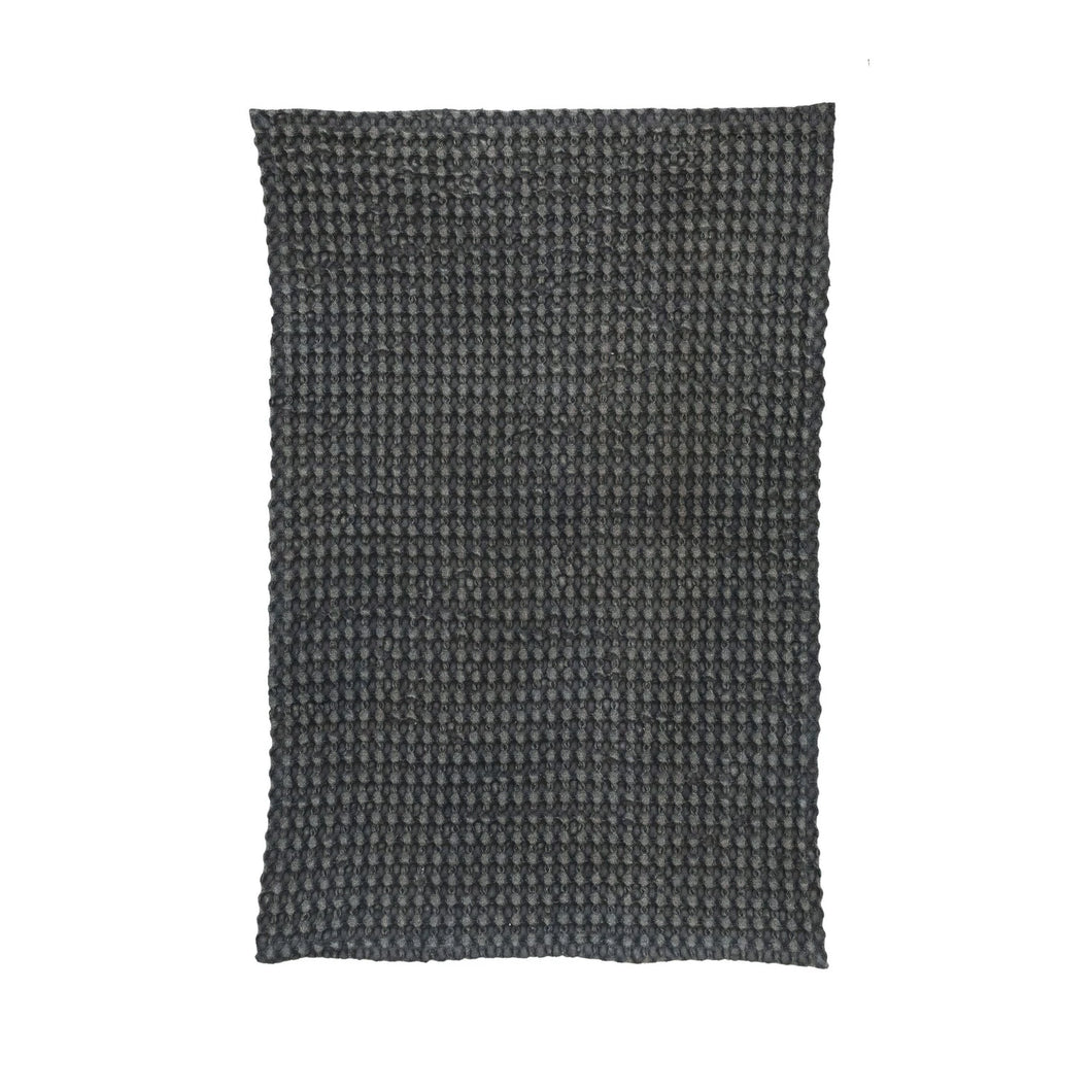 Charcoal Stonewashed Cotton Waffle Weave Tea Towel