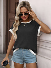 Load image into Gallery viewer, Black Colorblock Short Sleeve Top