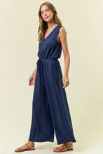 Load image into Gallery viewer, Indigo V-Neck Brushed Modal Wide Leg Jumpsuit