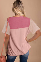 Load image into Gallery viewer, Pink Rib Textured Colorblock Top
