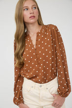 Load image into Gallery viewer, Black Polka Dot Henley Top