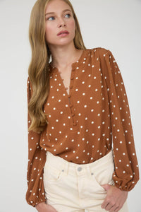 Black Polka Dot Henley Top