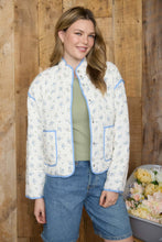Load image into Gallery viewer, Ivory Quilted Floral Puffer Jacket