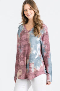 Burgundy & Teal Tie Dye Top