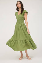 Load image into Gallery viewer, Black Ruffle Shirred Waist Midi Dress