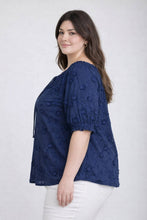Load image into Gallery viewer, Navy Embroidered 3D Floral Top