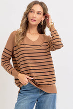Load image into Gallery viewer, Camel &amp; Black Striped Sweater