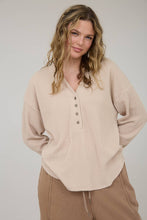 Load image into Gallery viewer, Light Khaki Washed Ribbed Henley