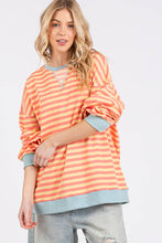 Load image into Gallery viewer, Coral &amp; Yellow Stripped Sweatshirt