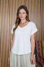Load image into Gallery viewer, Cream V Neck Textured Top