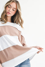 Load image into Gallery viewer, White &amp; Mocha Oversized Color Block Long Sleeve Top