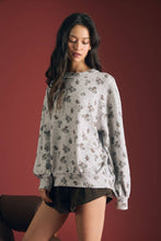Load image into Gallery viewer, Light Grey Floral Dot Print Top