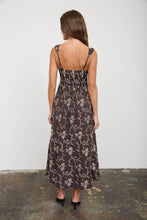 Load image into Gallery viewer, Brown Embroidered Floral Midi Dress