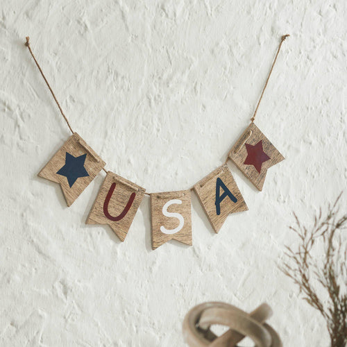 USA & Stars Banner w/ Twine 5x20