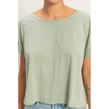 Load image into Gallery viewer, Sage Green Acid Washed Cross Detail Open Back Top