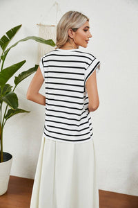 Black & White Striped Raglan Sleeve Top
