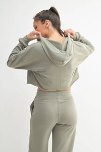 Crop Hoodie Zip-Up French Terry Jacket in Shadow