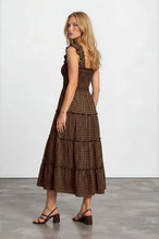 Load image into Gallery viewer, Brown Plaid Smocked Midi Dress