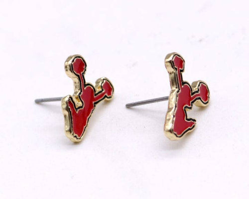 Cheerleader Gameday Post Earrings: Red Black