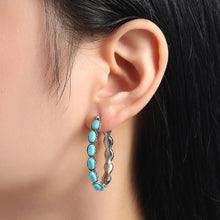 Load image into Gallery viewer, WESTERN TURQ STONE HOOP EARRINGS