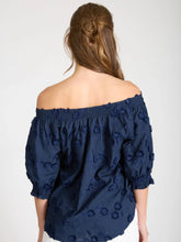 Load image into Gallery viewer, Navy Embroidered 3D Floral Top
