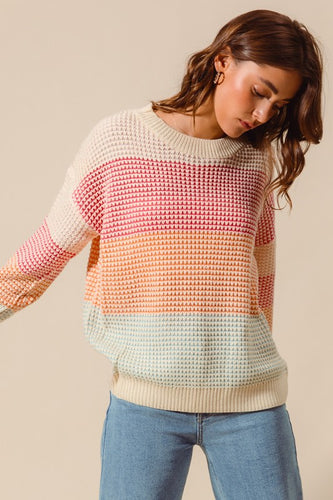 Loosie Fit Multi Color Block Sweater Top