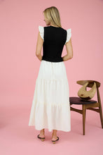 Load image into Gallery viewer, Black Mixed Media Sweater Vest Midi Dress