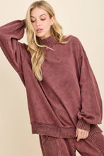 Load image into Gallery viewer, Hot Cocoa Mineral Washed Ribbed Mock Neck Sweatshirt
